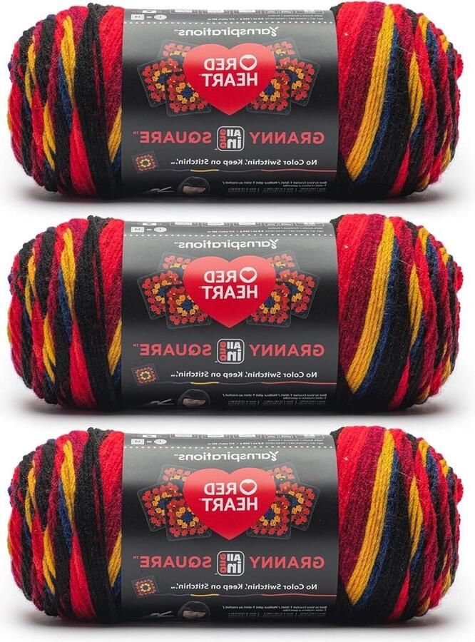 All in One Black Granny Square Crochet Moody Cherry Garen 3-Pack 250 g 8 oz 100% Acryl Medium #4 Kamgaren 381 m voor Breien Haken en Amigurumi