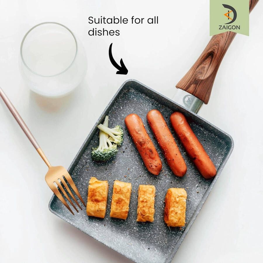 All-in-One Tamagoyaki Pan 18x15 cm anti-aanbak omeletpan voor Japanse omeletten Vaatwasser Inductie veilig Ook als kleine pan voor tamago en eiergerechten!