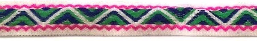 Allernieuwste Fournituren Geweven Sierband 1.4cm breed Lint Stof Applicatie Afwerkband Lengte 8.5m Wit Fuchsia