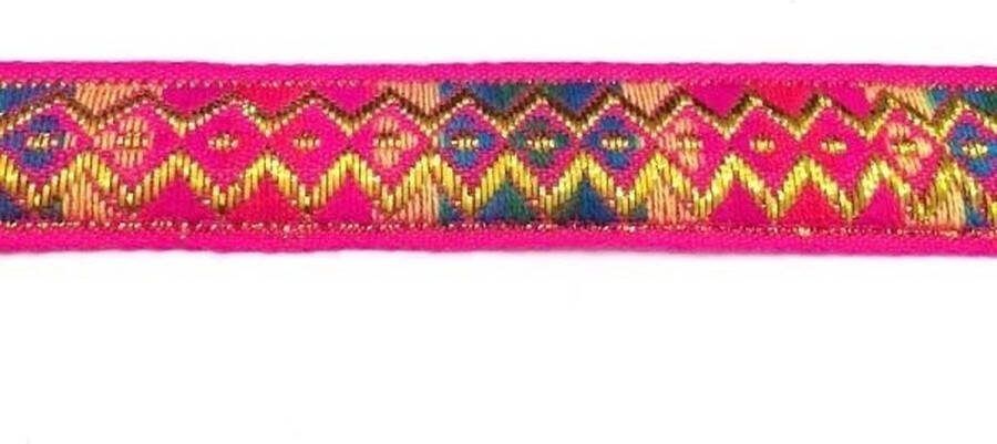 Allernieuwste Fournituren Geweven Sierband 2.3cm breed Lint Stof Applicatie Afwerkband Lengte 11.5m Goud Fuchsia