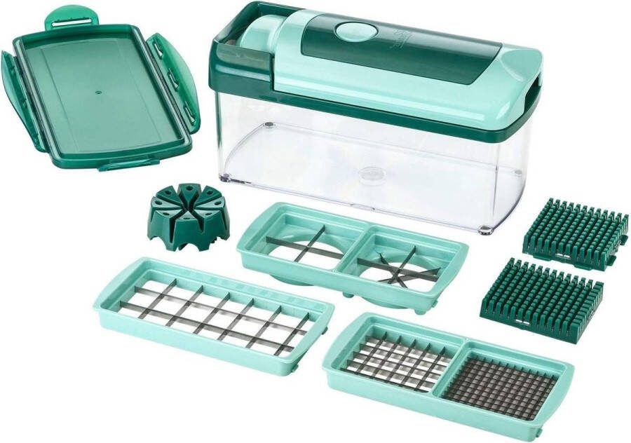 Allessnijder 10-delig groente- en fruitsnijder snij-apparaat voor snijden raspen schaven Nicer Dicer Fusion eenvoudige bediening zelfreinigende functie