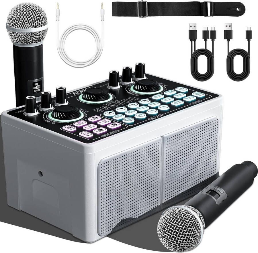 ALLWIN Bluetooth Karaoke-Machine 3-in-1 Systeem Ingebouwde Geluidskaart
