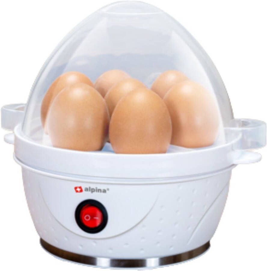 Alpina Elektrische Eierkoker Voor 7 Eieren Incl. Maatbeker Eierrek en Eierprikker 230V 320-380W Waarschuwingssignaal Antislip Zacht Medium of Hardgekookte Eieren