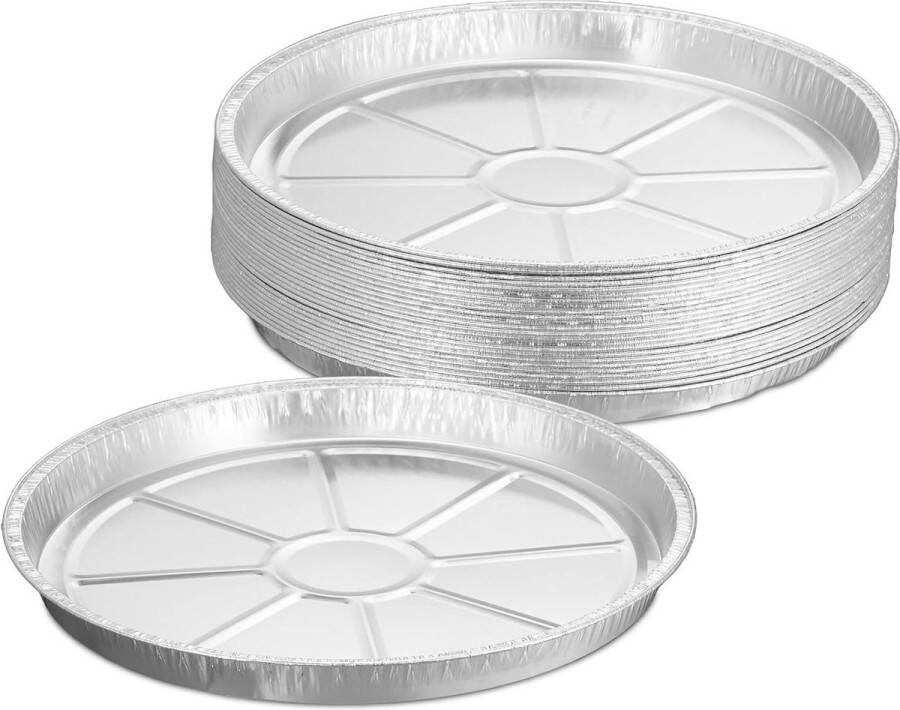 Aluminium bakvorm set van 25 H x Ø: 3 x 275 cm Taartvorm bakjes voor BBQ Ronde ovenschalen Zilver