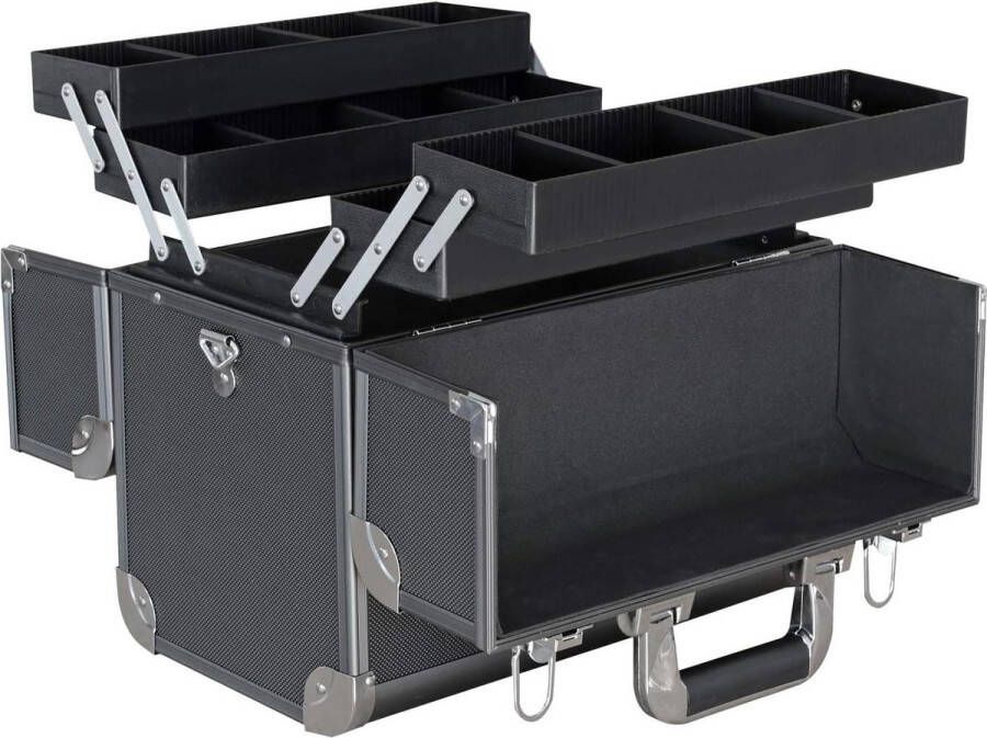 Aluminium Gereedschapskoffer Leeg Viskoffer Individuele Scheidingswanden 365 x 35 x 22 cm Zwart Beste Kwaliteit Gereedschapskoffer