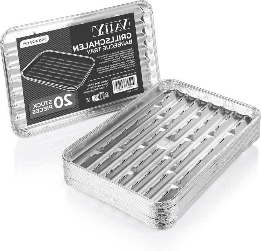Aluminium grillschalen verpakking van 20 stuks BBQ camping accessoires minder vet en vuil druppelschaal 345 x 22 cm bbq accessoires