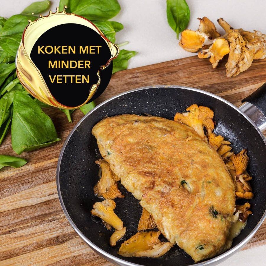 Aluminium Koekenpan MAJA I 24 cm Diameter Inductiepan Universele Pan met Antiaanbaklaag Geschikt voor Inductiekookplaat Gasfornuis en Elektrische Kookplaat Zwart Beste Kwaliteit Poffertjes pan
