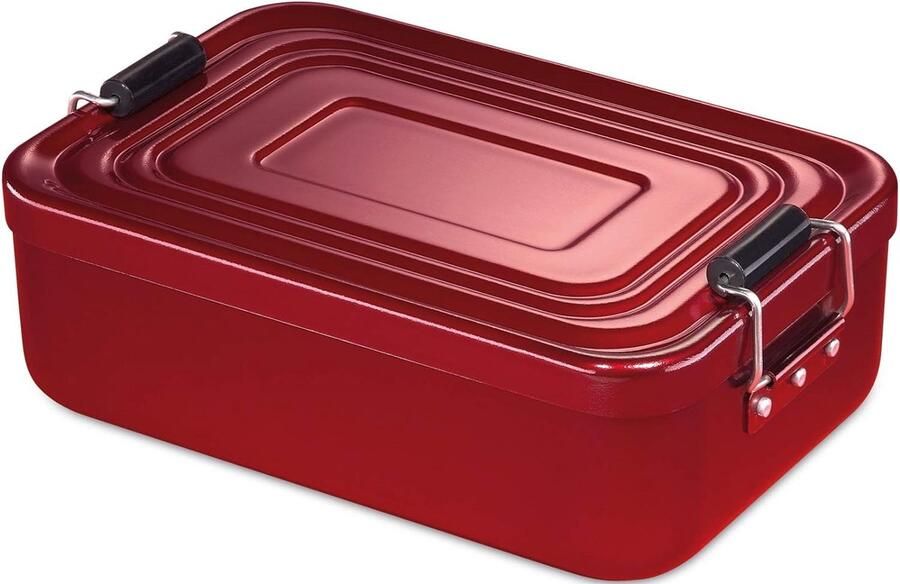 Aluminium lunchbox voor volwassenen en kinderen Lunchbox met vakken verstelbaar met siliconenafdichting 18×12×5 cm rood