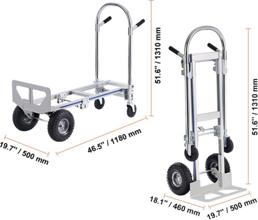 Aluminium opvouwbare steekwagen Inklapbare kar Festival kar 365 kg Transport magazijn 2 in 1 model