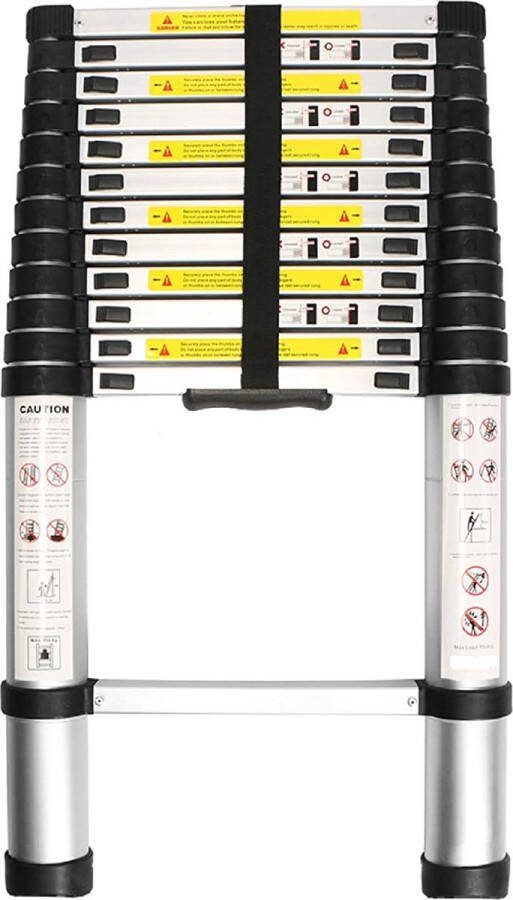 Aluminium telescopische ladder inklapbaar uittrekbare ladder met stabilisator hoogwaardige vouwladder en opvouwbare aluminium ladder 3.8m