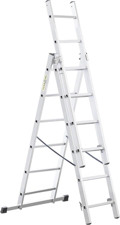 Aluminium trapladder 3x6 treden lichtgewicht opvouwbare ladder voor thuis capaciteit 150 kg 46x165x13cm Trapladder