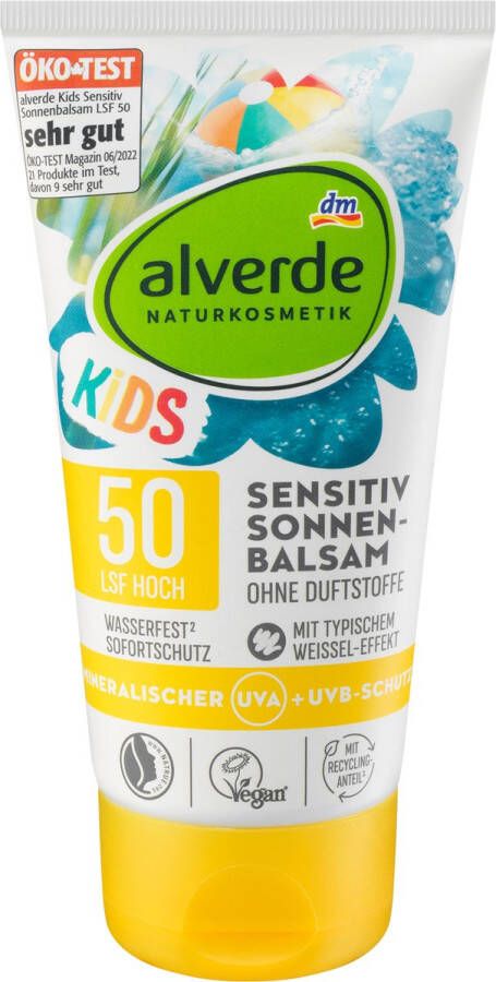 Dove alverde NATURKOSMETIK Zonnebrand balsem Kinderen gevoelig SPF 50 150 ml