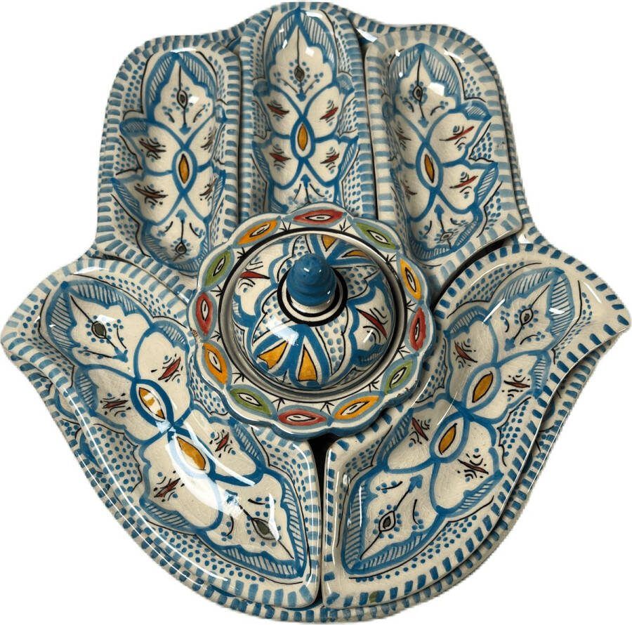 Amazighrose Khmissa tapasschaal- Blauw Henna stijl