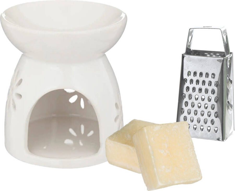 Amberblokjes geurblokjes cadeauset cashmere inclusief geurbrander en mini rasp