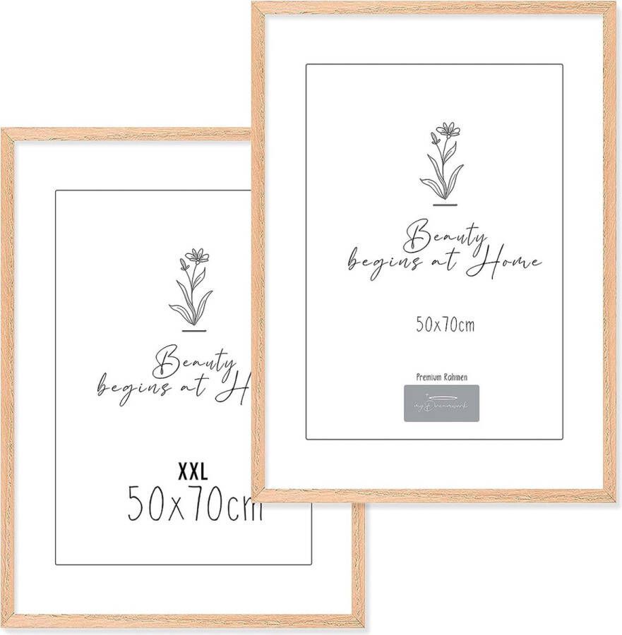 Amsterdam fotolijst 50 x 70 cm houten fotolijst met onbreekbaar plexiglas fotolijst 50 x 70 cm houten lijst (2 stuks)