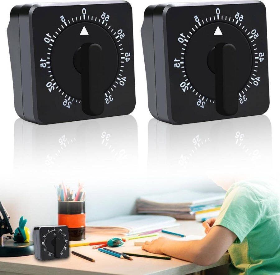 Analoge eierwekker 2 stuks 60 minuten timerfunctie luid alarm keukentimer huishouden koken zwart kookwekker digitaal