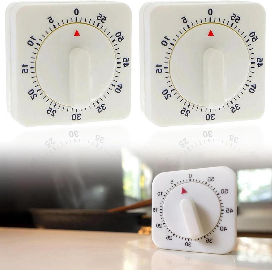 Analoge eierwekker 60 minuten mechanische keukentimer met luid alarm huishouden koken bakken wit Kookwekker analoog