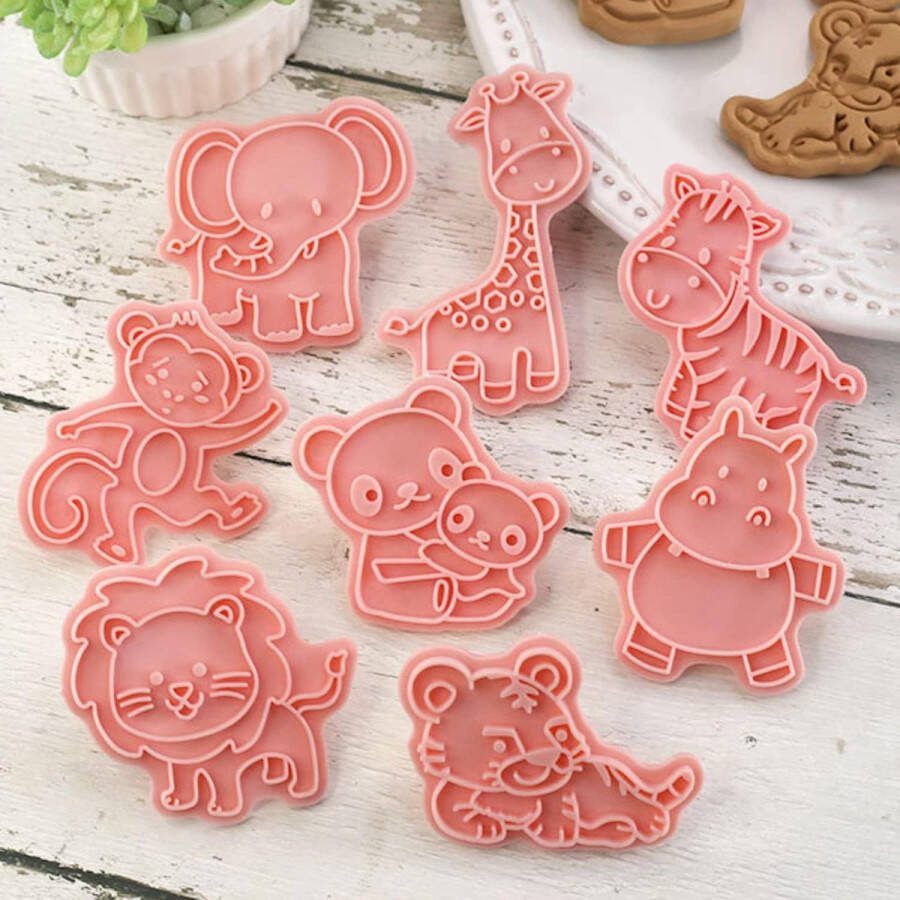Animal Cookie Cutter Set 8 stuks plastic koekjessnijder set