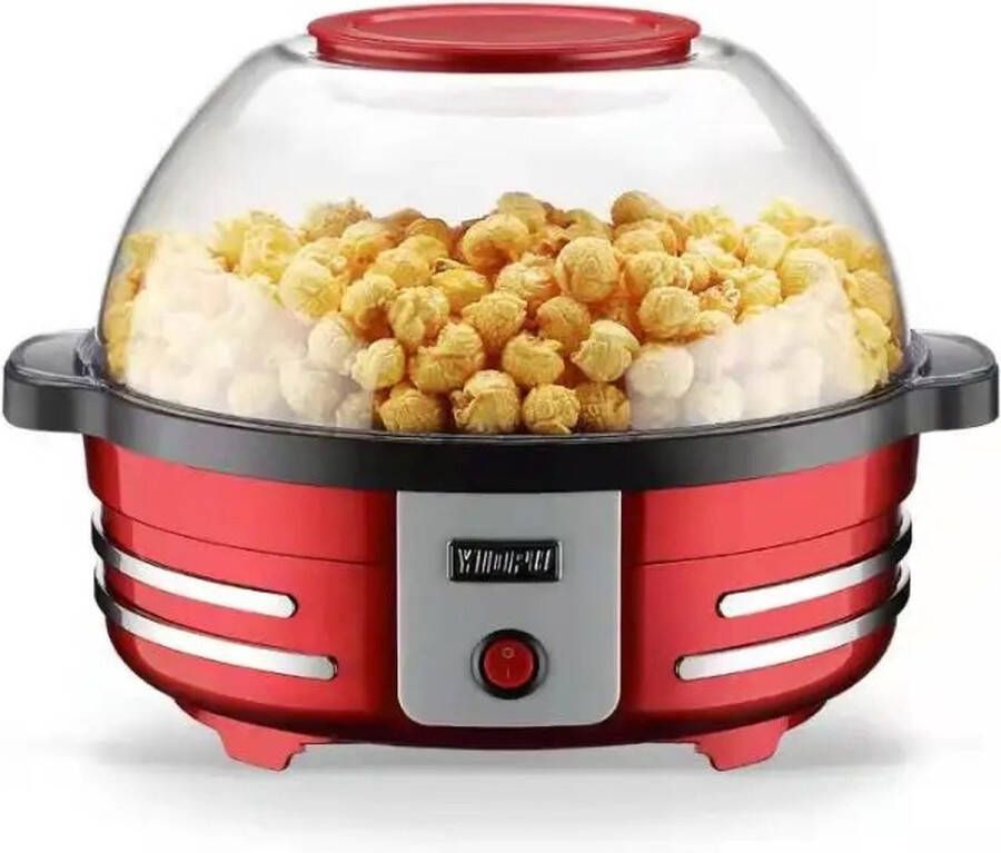 Animalking popcornmachine rond met anti-aanbak laag- popcornmachine keuken- 5 liter rood popcornmaker- popcornmachine