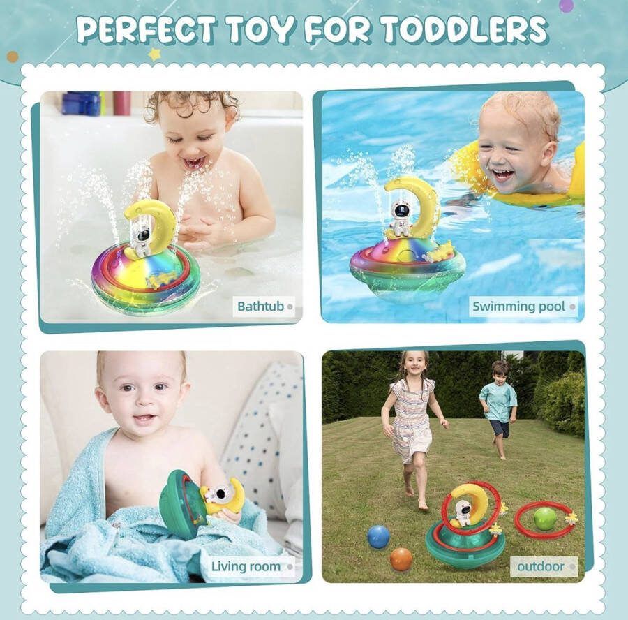 Anoush Badspeelgoed baby Badspeeltjes Inclusief vliegende vliegtuig Sensor fontein lichtgevend muziek