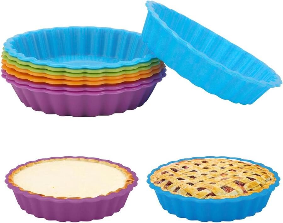 Anti-aanbak mini taartvorm 8 stuks siliconen tartelette vormpjes pudding taartjes pizza cakevorm huishouden restaurant bakkerij tartelette vormen