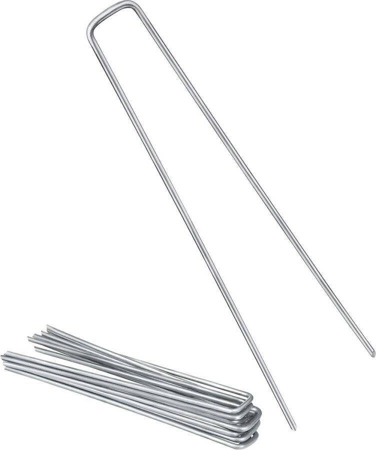Anti-ROST grondnagels van gegalvaniseerd staal voor het bevestigen van onkruidvlies tuinvlies schutting & net op de camping 50 stuks 250x25x41 mm