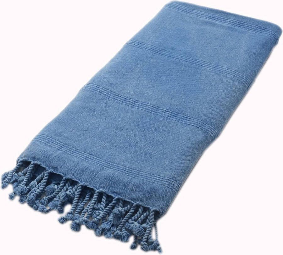 Antieke hamamdoek saunahanddoek voor dames en heren badhanddoek saunahanddoek pestemal 100% katoen licht en absorberend oosterse badhanddoek 100 x 180 cm (blauw)