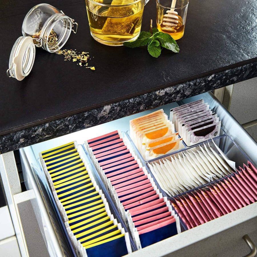 Antislip Opbergsysteem voor Schuifladen Transparant Lade-inzetstuk voor Make-up Cosmetica Make-uptafel Bureau Badkamer Keuken 12-delig