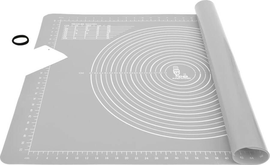 Antislip siliconen bakmat Groot 71 x 51 cm rolmat XL siliconen mat Fondant Pizzadeeg Mat met deegsnijder Epoxyhars mat