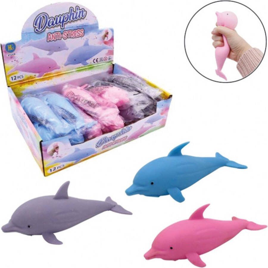 Antistress Dolfijn 18 cm Kleuren Stress Verlagend Knijpen Stressbal Squeeze