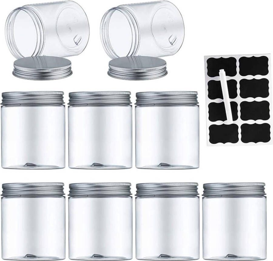 Aoligei 250 ml doorzichtige plastic opbergpotten met deksels slijmpotten keukenopbergpotten zoete pot plastic opslag luchtdichte containers voor droog voedsel koekjes en kruidenopslag BPA vrij set van 9