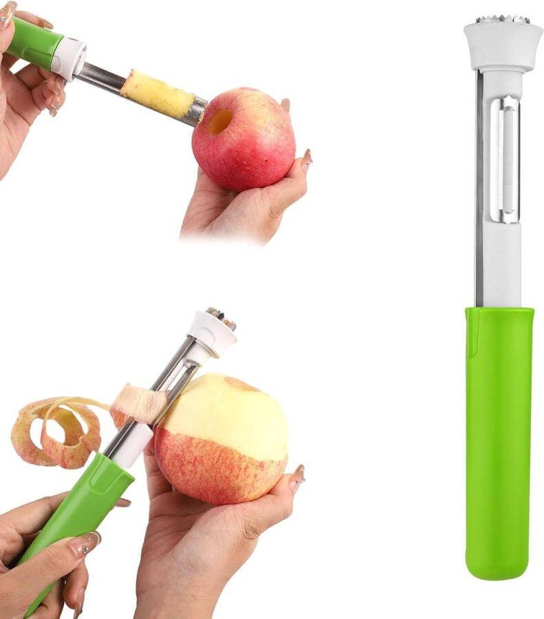 Appelboor en Dunschiller Roestvrijstaal 2-In-1 Fruitboor en Schilgereedschap Voor Thuis en Restaurant Appelsnijder