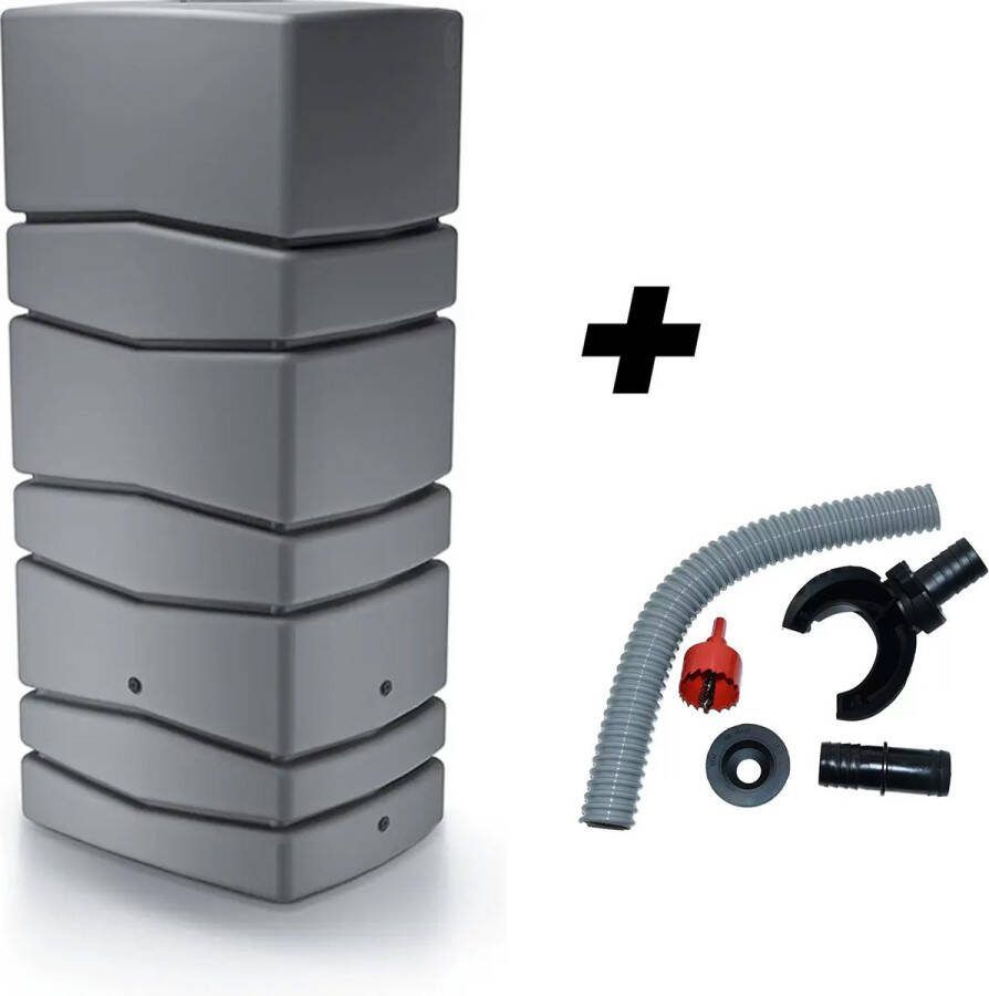 Aqua tower regenton 650l antraciet met complete aansluitset