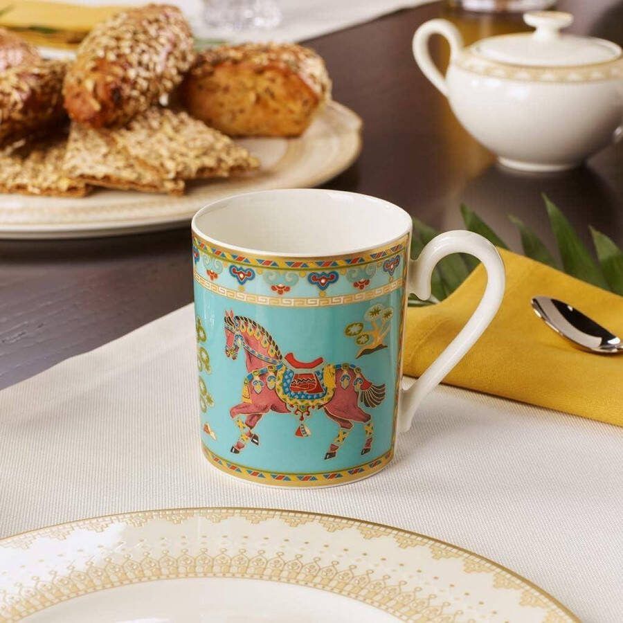 Aquamarin koffiebeker met oor Samarkand blauw 300 ml