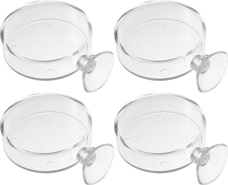 Aquarium garnalen feeder kom 4 stuks glas voederschalen ronde transparante schalen drijvende voedselkom met zuignap voor thuis Aquarium transparant Drijvende dienblad