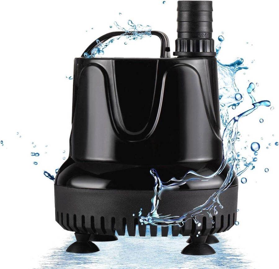 Aquarium Submersible Water Pump 4000 L-H 90 W Ultra Quiet with 3 Nozzles for Ponds Fountain Garden