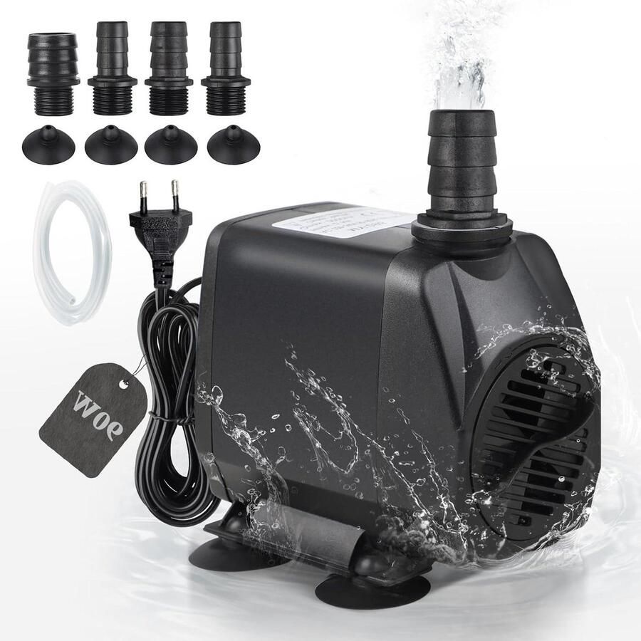 Aquariumpomp 4500 l-u transportpomp waterpomp fonteinpomp eco-filterpomp stille fontein pomp 2 m kabel 4 sproeislangen aquarium fontein rotstuin krachtige pomp fonteinpomp