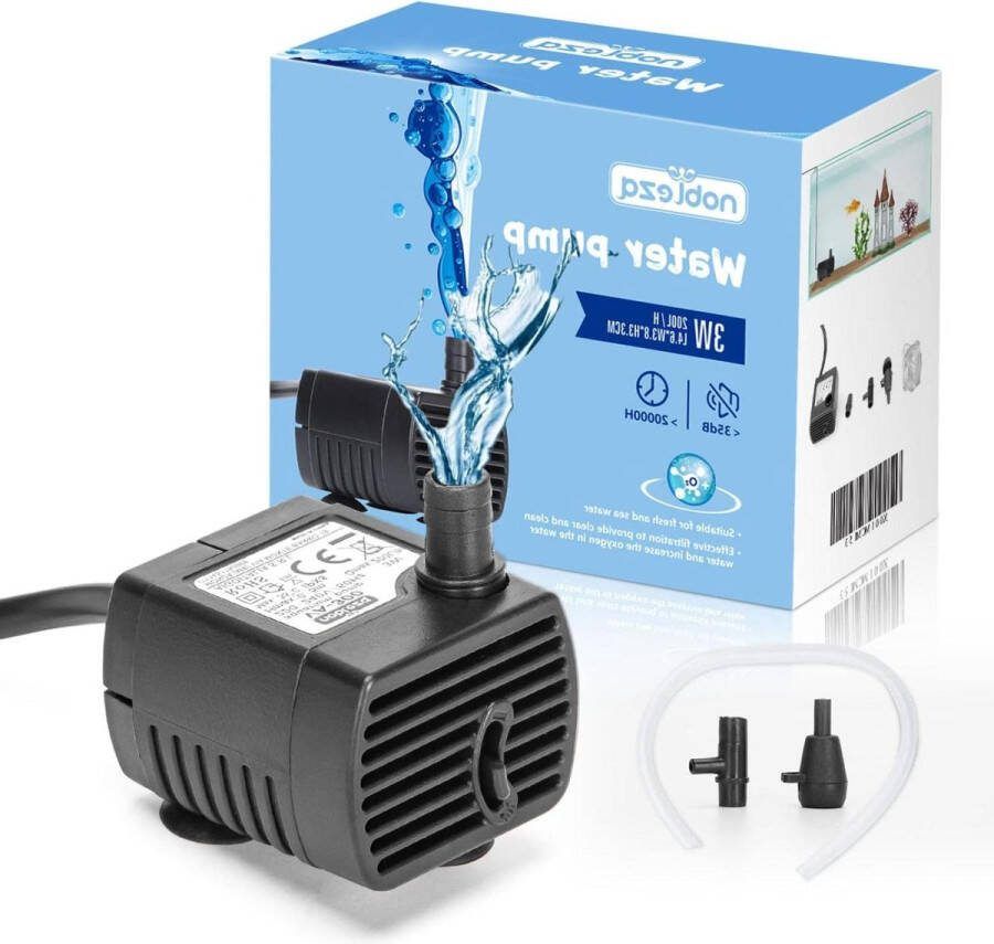 Aquariumpomp klein 200 l h 3 W waterpomp dompelpomp ultrastil aquariumpomp met 06 m netsnoer 2 sproeiers voor aquaria vijver fonteinen beeldjes hydrocultuur fonteinpomp