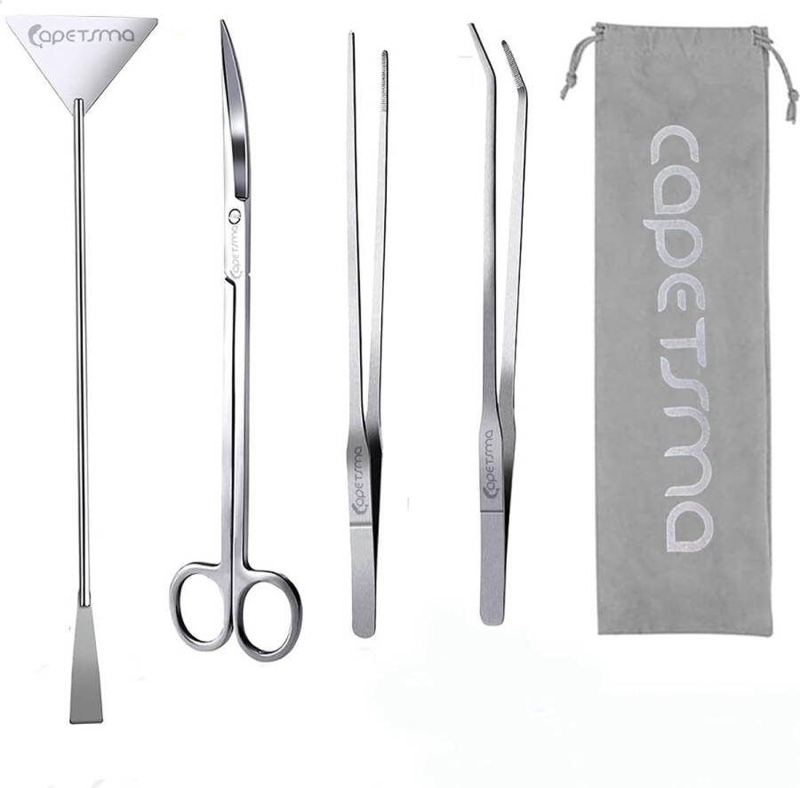 Aquascaping Tools lang roestvrij staal aquarium plantengereedschap aquarium pincet schaar spatel gereedschap set bonsai kit algenschraper aquarium reinigingsset voor aquarium starter kit