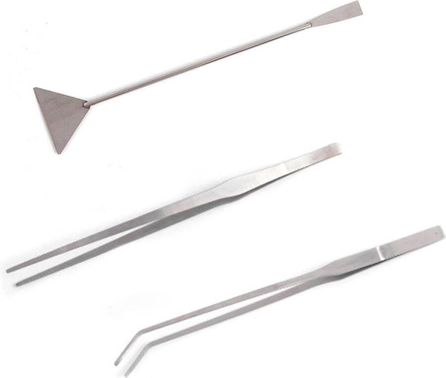 Aquascaping Tools lang roestvrij staal recht pincet en gebogen punt pincet bonsai kit algenschraper aquarium reinigingsset voor aquarium starterset
