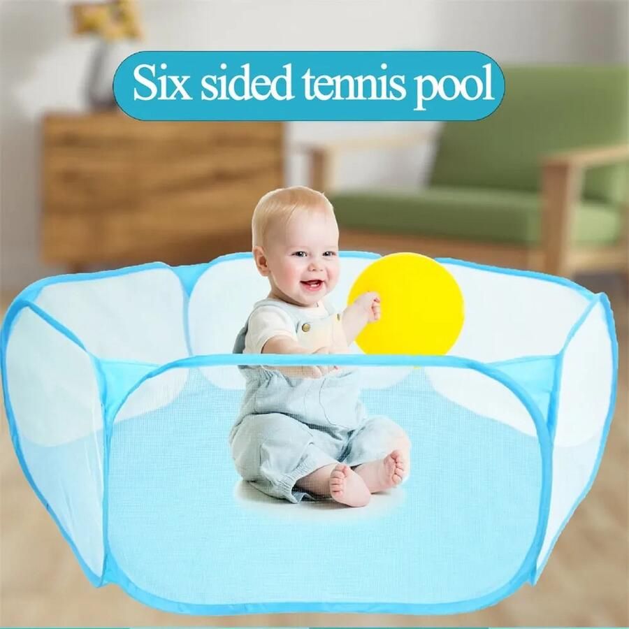 Arasta 1 Stuk Box Bal Pool Netto Baby Indoor Opvouwbare Bal Pool Tent Oceaan Ballen Hek Ballenbak Zeshoekige Bal Pool Polyester Stof Blauw