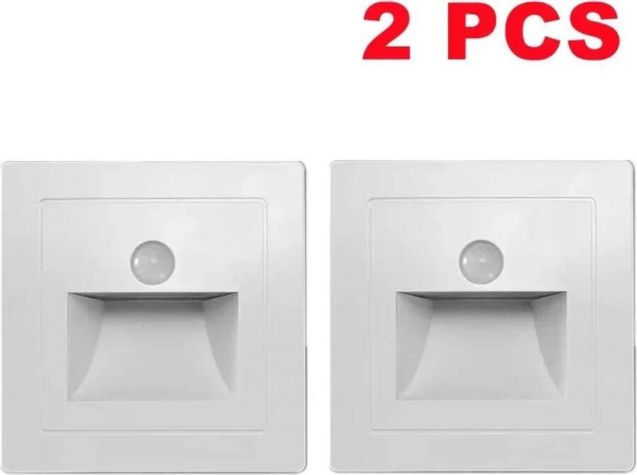 Arasta 2 Stuks Pir Bewegingsmelder Sensor Led Traplicht Infrarood Menselijk Inductielamp Inbouw Treden Ladder Trap Slaapkamer Nachtlampje Wit (Warm Yellow)