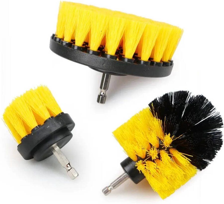 Arasta Boorborstelbevestiging Set 3 Stuks Power Scrubber Borstel Met Boor Scrub Borstel Voor Het Reinigen Van Douches Kuipen Badkamer Tegel Grout Tapijt Geel