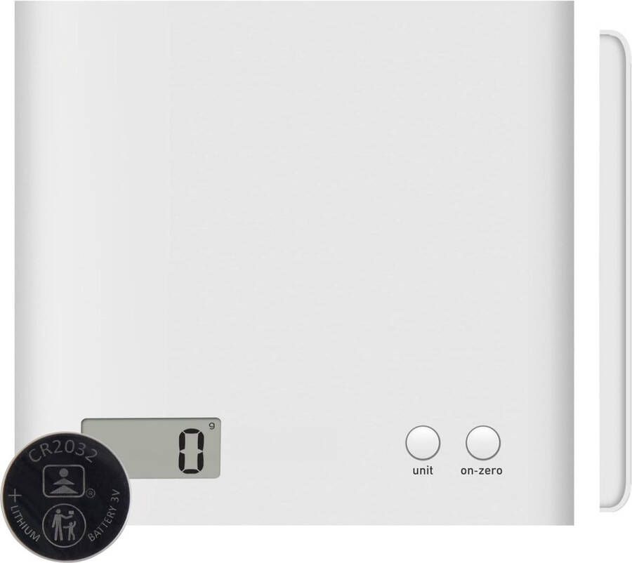 Arc Digitale keukenweegschaal 3 kg compacte weegschaal inclusief CR2032-batterij lcd-display toevoegen en wegen nul- tarra-functie eenvoudige reiniging ABS-platform met