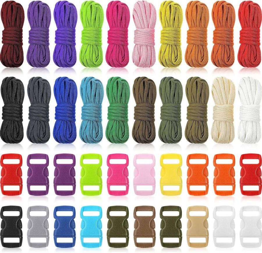 Armband Paracord Kit 550 survival touw kleurrijke Combo Crafting Kits 20 Kleuren Koord met Gespen Maken Lanyard Sleutelhanger Hond Kraag DIY Handmatig Vlechten