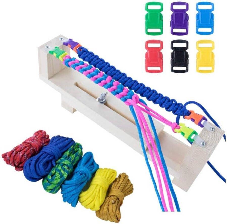 Armbandmaker met parachutekoord Heavy Duty gespen Polsbandmaker met 6 paracord haken Quick Release gespen Vlechten weven DIY Craft Tool Kit