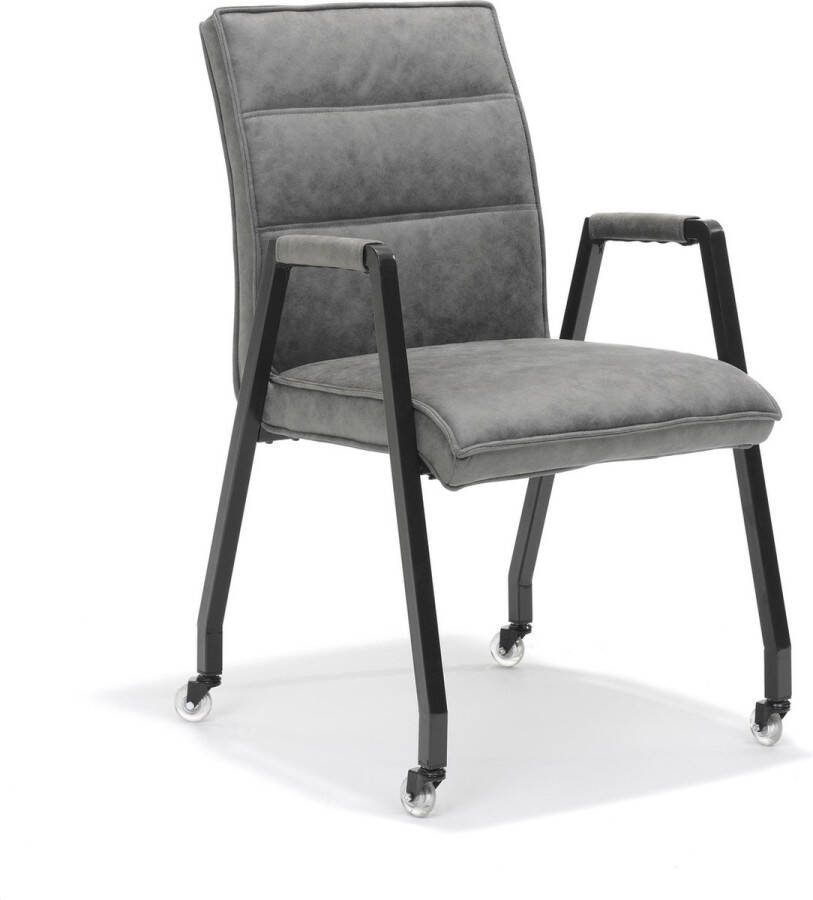 Armstoel Carmen Steel Stof Set van 4 Zithoogte 51 cm Zitdiepte 45 cm Met armleuning