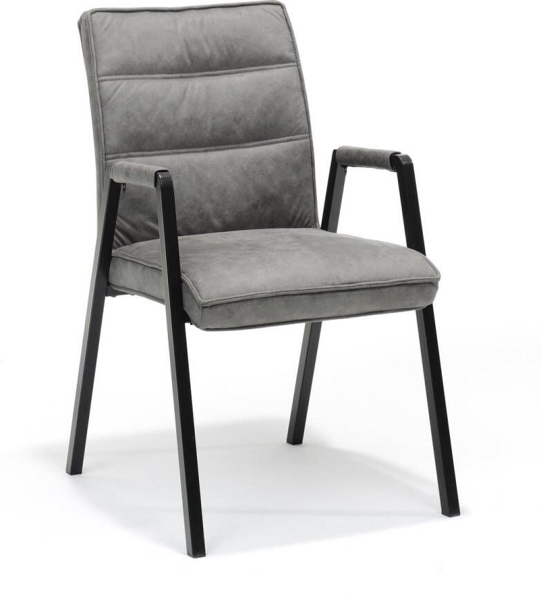 Armstoel Carmen Steel Stof Set van 4 Zithoogte 51 cm Zitdiepte 45 cm Met armleuning