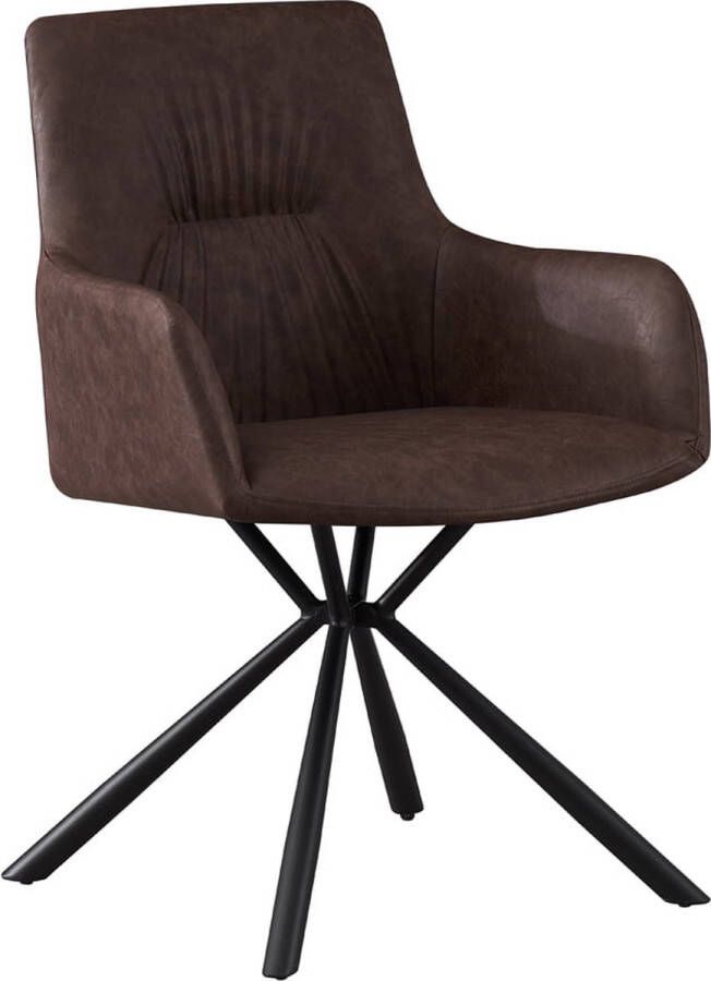 Armstoel Kees Bruin Kunstleer Set van 2 Zithoogte 49 cm Zitdiepte 45 cm Met armleuning