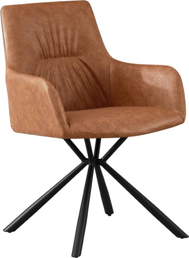 Armstoel Kees Cognac Kunstleer Set van 2 Zithoogte 49 cm Zitdiepte 45 cm Met armleuning